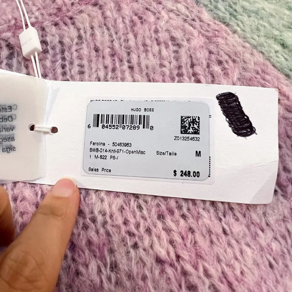 BOSS Farolina Alpaca Wool Blend Rainbow Pink Crew Neck Designer Knit Sweater M - Picture 8 of 10